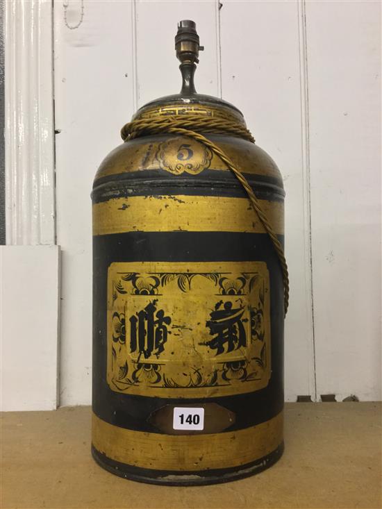 19C tea caddy converted to lamp